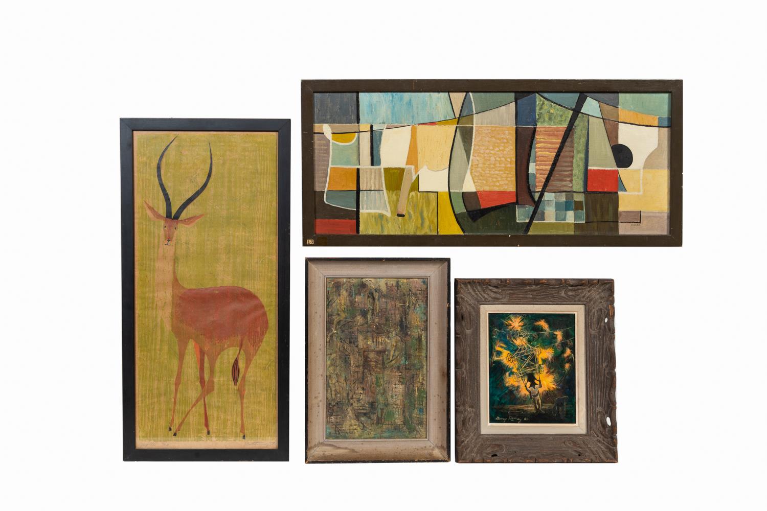 Appraisal: FOUR GEORGIA ARTISTS MODERNIST PAINTINGS PRINTS Four modernist paintings and