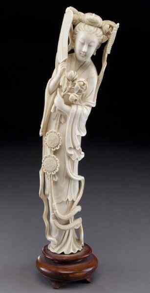 Appraisal: Chinese carved ivory lady International shipping IS NOT available on