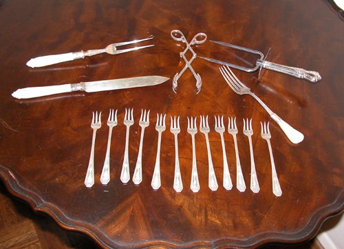 Appraisal: Title Dominick Haff sterling cocktail forks bright cut with group