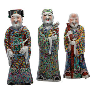 Appraisal: Three Chinese Famille Rose Porcelain Figures of Immortals Late th