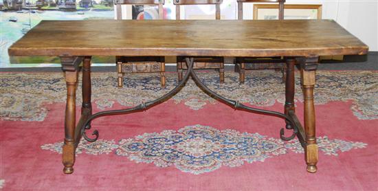 Appraisal: SPANISH BAROQUE STYLE WALNUT AND IRON CENTER TABLE AND EIGHT