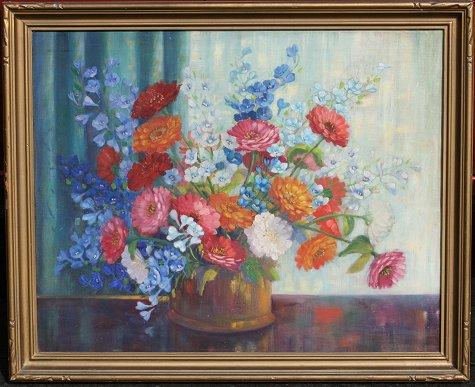 Appraisal: SHELDON R American th C Floral Still Life OIL Canvas