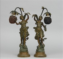 Appraisal: Pair of Figural Lamps by Guillomin ca early th Century