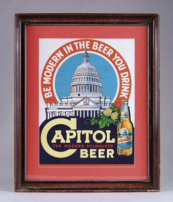 Appraisal: CAPITOL BEER LITHOGRAPH POSTER Illustration of U S Capitol dome