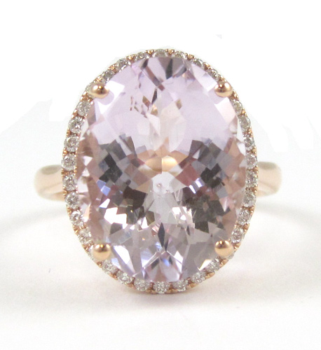 Appraisal: PINK QUARTZ DIAMOND AND ROSE GOLD RING The k rose