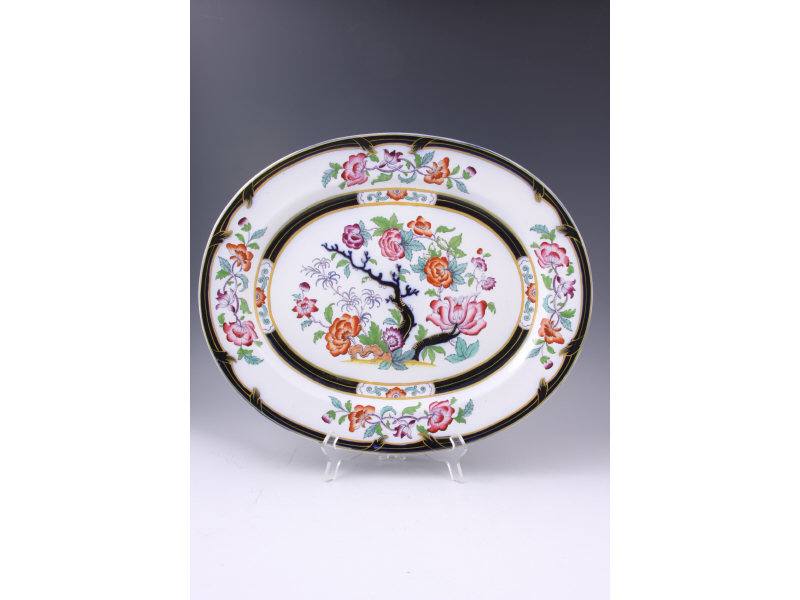 Appraisal: Victorian Ironstone Platter colorful hand painted roses and leaves are