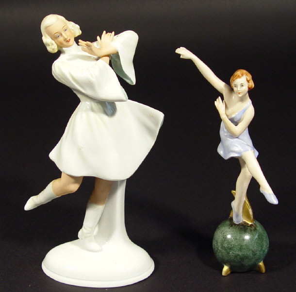 Appraisal: Art Deco German porcelain figurine in a white flowing gown