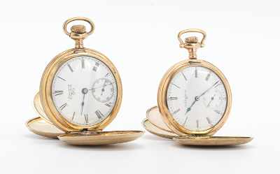 Appraisal: Two Hunters Case Pocket Watches American Waltham and Elgin Containing