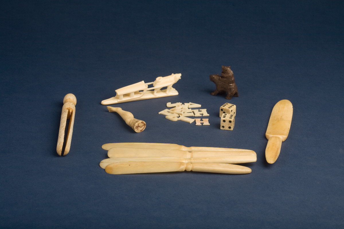 Appraisal: COLLECTION OF CARVED BONE AND IVORY OBJECTS INCLUDING DICE A