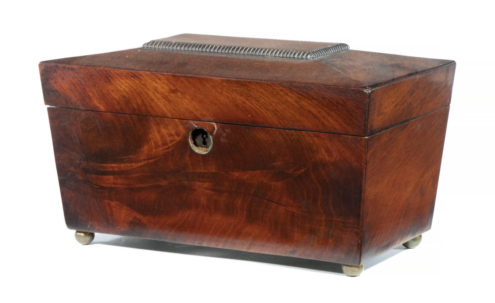 Appraisal: ROSEWOOD TEA CADDY Mid- th c English Sarcophagus Form Tea