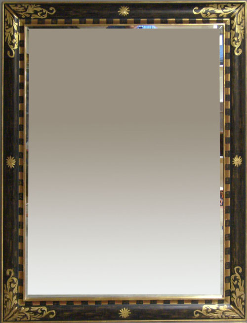 Appraisal: Large gilt and ebonized mirror l w