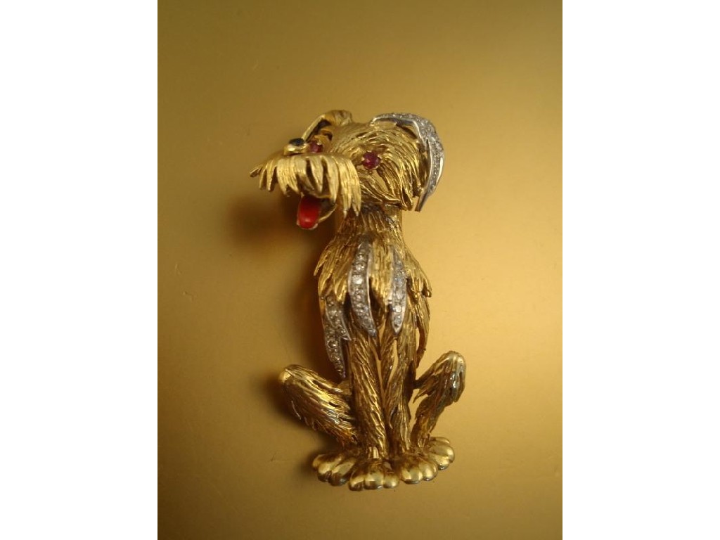 Appraisal: A stylised Schnauzer brooch in ct gold with diamond set