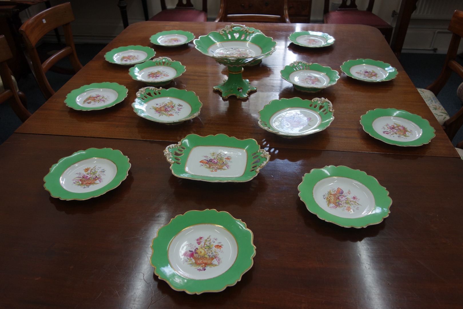 Appraisal: A Hicks Meigh porcelain dessert service centrally printed and painted