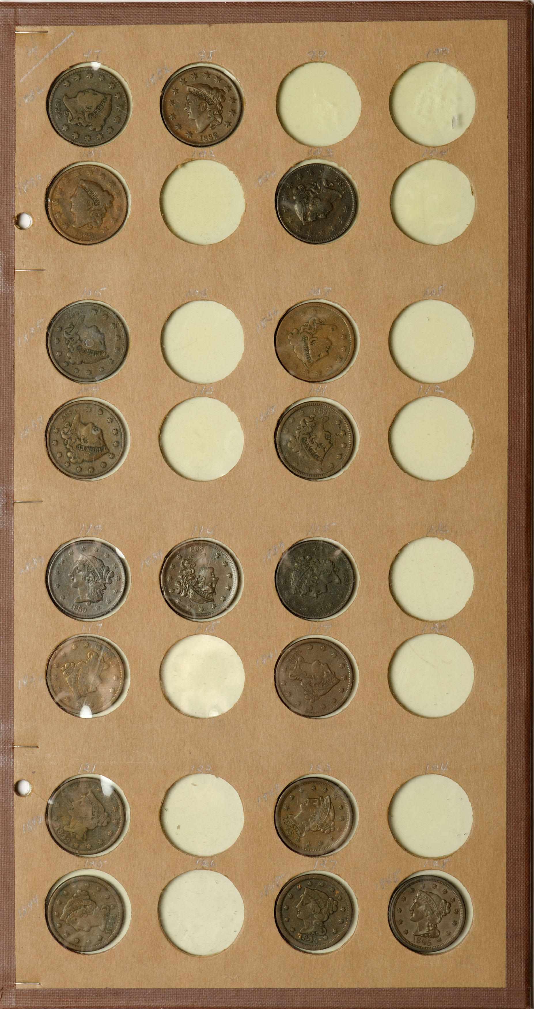 Appraisal: National Coin Album Sheet of Large Cents - About Good