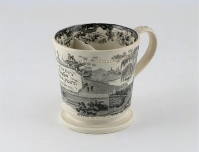 Appraisal: A 'Semi China' mug with an internal partition printed in