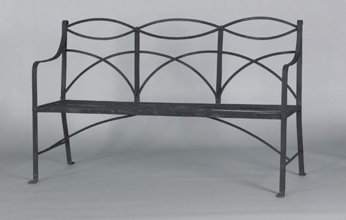 Appraisal: George III painted wrought iron garden bench ca with a