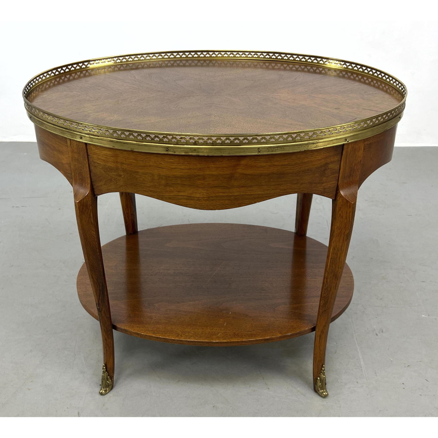 Appraisal: Vintage BAKER Oval Mahogany Side Table Brass Gallery Trim Ormolu