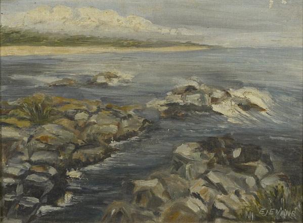 Appraisal: FOUR AMERICAN PAINTINGS E J Evans Untitled seascape Oil on