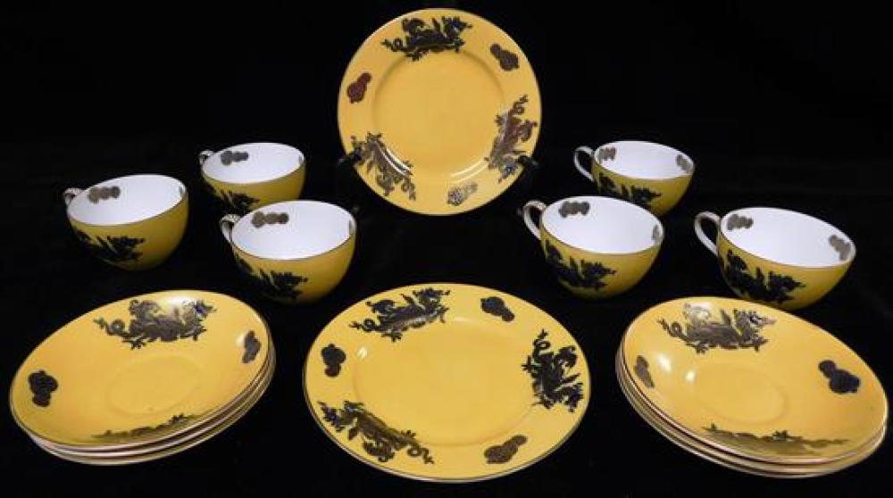 Appraisal: Imperial yellow china with Masons mark fourteen pieces partial tea