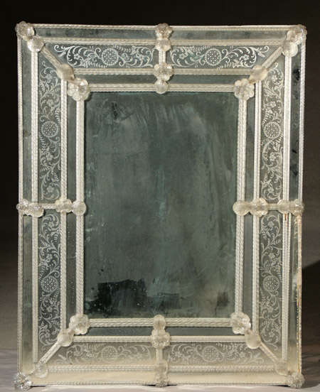 Appraisal: Venetian Etched and Applied Molded Glass Mirror First Half th