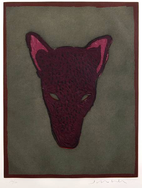 Appraisal: Fritz Scholder American - Untitled Dog Aquatint in colors on