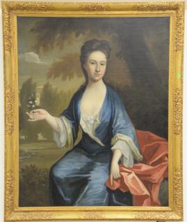 Appraisal: Large th century portrait oil on canvas Woman Wearing a