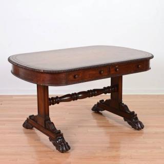 Appraisal: George IV carved mahogany library table th c manner of