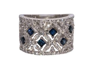 Appraisal: Sapphire diamond and k white gold ring Sapphire diamond and