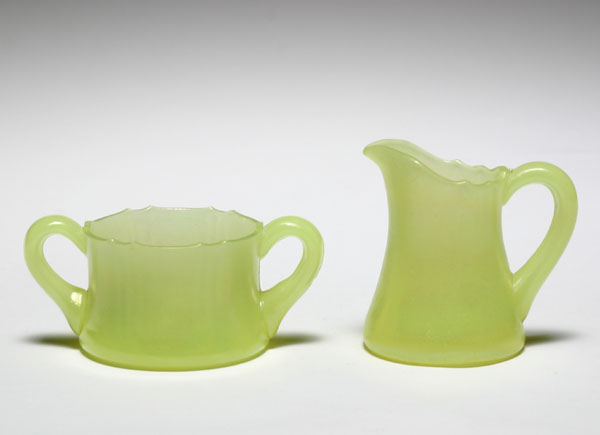 Appraisal: U S Glass yellow opaque stretch creamer and sugar