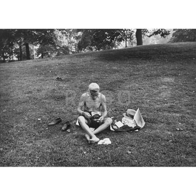 Appraisal: Bruce Davidson American b Untitled Man Sitting on Grass Gelatin