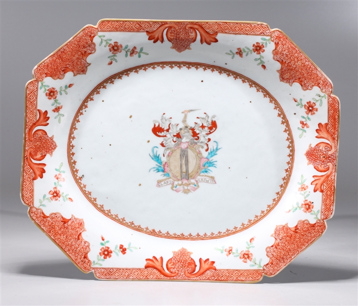 Appraisal: Chinese famille rose enameled porcelain platter with gilt detail and