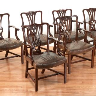 Appraisal: Set Chippendale style mahogany dining chairs Set Chippendale style mahogany