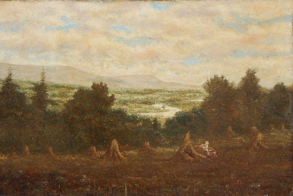 Appraisal: American School th C Landscape with Figure American School th