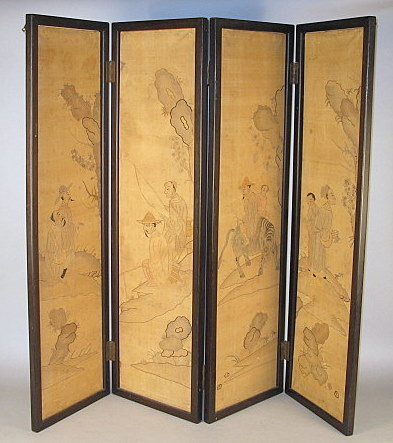 Appraisal: Chinese four panel Kesi floor screen th century Of tall