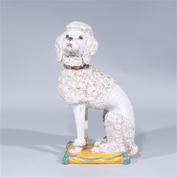 Appraisal: Large Mid-Century Italian Ceramic Poodle on cushion marked G Italy