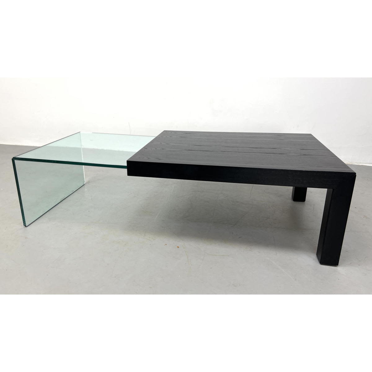 Appraisal: LA PALMA Italy Glass Ebonized Wood Coffee Table Glass section