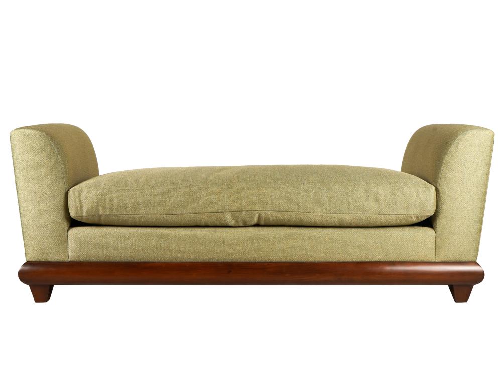 Appraisal: A RUDIN UPHOLSTERED BENCHwith label covered with green and gold