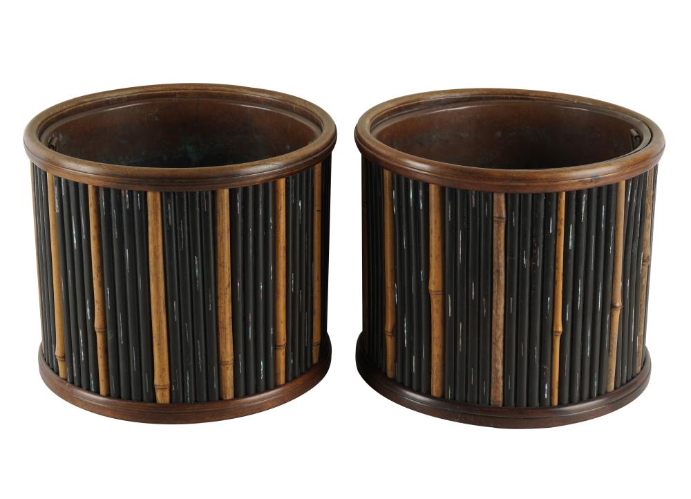 Appraisal: PAIR OF BAMBOO PLANTERSeach with a removable copper liner Provenance