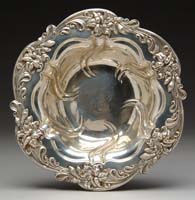 Appraisal: STERLING SILVER BOWL Deep bowl with lily repose decoration around