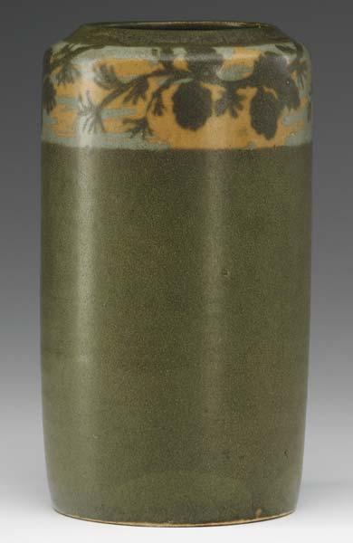 Appraisal: WALRATH Cylindrical vase painted with a band of green pine