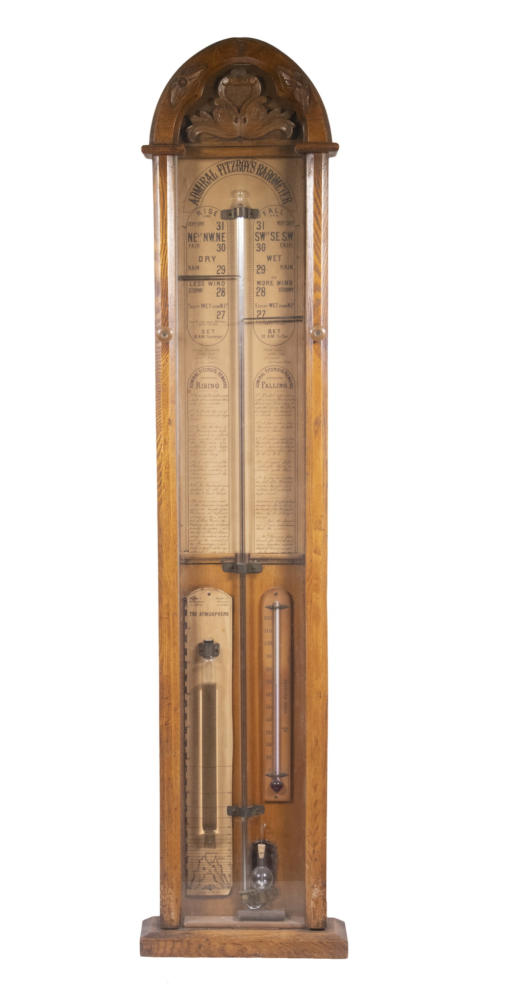 Appraisal: ADMIRAL FITZROY OAK CASED BAROMETER Late th c Admiral Fitzroy's