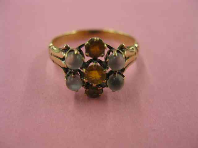 Appraisal: Victorian Moonstone Citrine Ring floral style setting in rose color