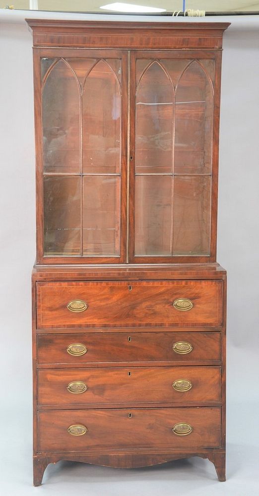 Appraisal: George IV mahogany butlers secretary desk in two parts c