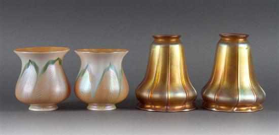 Appraisal: Two pairs of Quezal opalescent glass shades first quarter- th