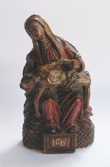 Appraisal: A SMALL CARVED WOODEN GROUP OF THE PIETA with old