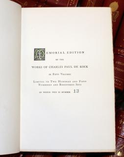 Appraisal: THE WORKS OF CHARLES PAUL DE COCK BOOKS MEMORIAL EDITION