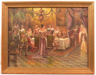 Appraisal: C Phillip Weber Renaissance Scene Painting Oil on Canvas Interior