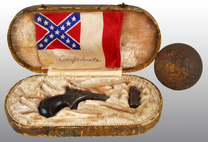 Appraisal: Civil War Confederate Pistol in Leather Case Description Includes Confederate