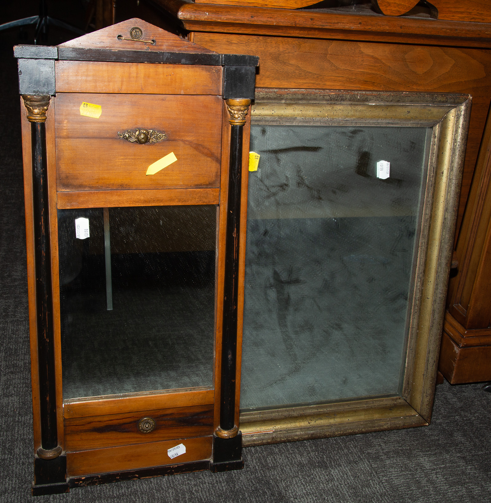 Appraisal: TWO ANTIQUE MIRRORS Includes Neoclassical style mirror and a gilt