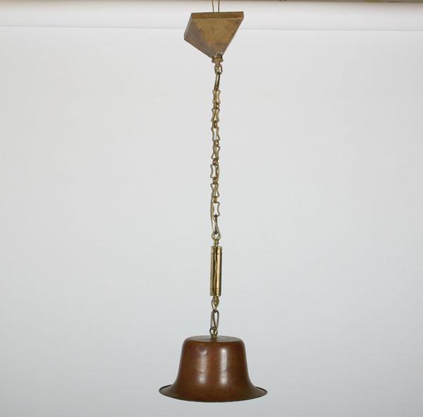 Appraisal: Copper and metal assembled hanging light fixture embossed cap Bowl